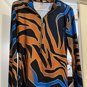 Zippered Animal Print Top